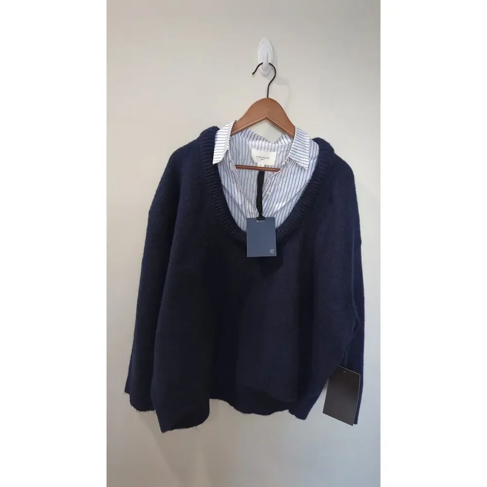 Pomander Place Tuckernuck Navy Removable Collar Dickey Sweater NWT - Picture 3 of 5